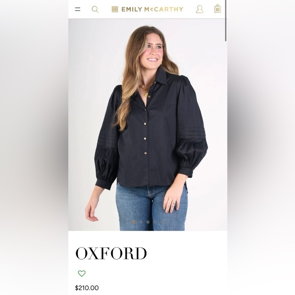 Emily McCarthy Classic Oxford Button-Down Shirt Career Casual Black Size XXS